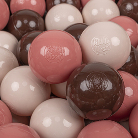 KiddyMoon Soft Plastic Play Balls ∅ 7cm/2.75in Multi-colour Made in EU, pastel beige/salmon pink/brown, 100 Balls/7cm-2.75in