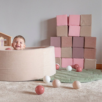 KiddyMoon Soft Foam Building Blocks for Babies & Toddlers, Washable Cotton Zip Cover, 14cm Cubes, Sensory Toy, cubes: heather-pink, 24 Pieces