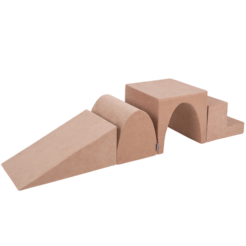 KiddyMoonFoam playground set VELVET - wedge L/hill/tunnel/steps PPZV-244, dessert pink, Multi-Size