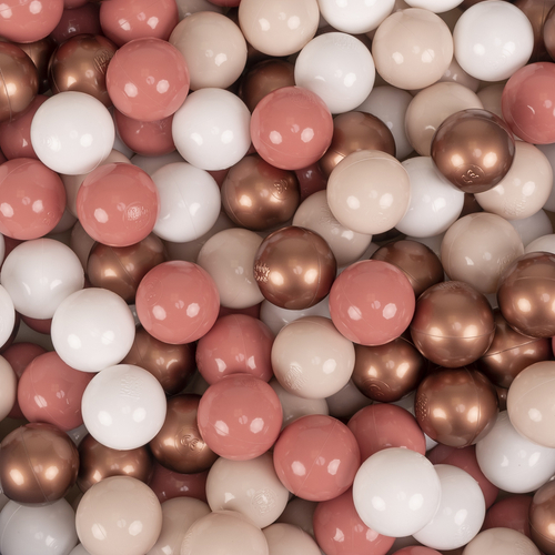 KiddyMoon Foam Playground For Kids Soft Textured Safe Blocks, purple: pastel beige/white/copper/salmon pink, Ballpit (200 Balls) + Steps