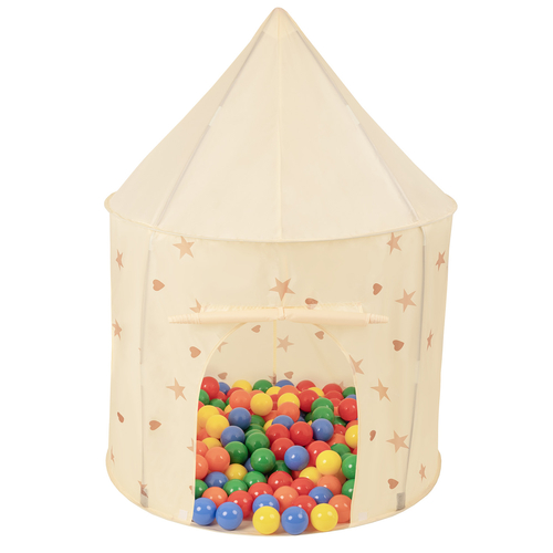 Play Tent For Kids Pavilion Playhouse Children Easy To Assemble Play Tent For Babies and Toddlers Pop up Play For Indoor And Outdoor, light beige: yellow/green/blue/red/orange, 100x130cm/100 balls