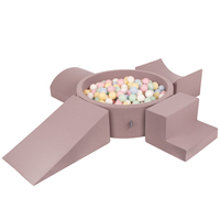 KiddyMoon Foam Playground for Kids with Round Ballpit ( ∅ 7cm/2.75In) Soft Obstacles Course and Ball Pool, Made In The EU, heather: pastel blue/pastel yellow/white/mint/powder pink, Ballpit (300 Balls) + Version 5