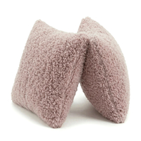 KiddyMoon Set Of Two Square Pillows Teddy Fleece Nursery Cushions, pink, 2 Pillows