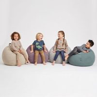 KiddyMoon Bean Bag for Children 2-in-1 Storage for Toys 80x80x50cm, beżowy